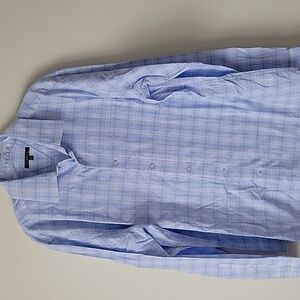 George Men's Blue Plaid Long Sleeve Shirt- Size XL